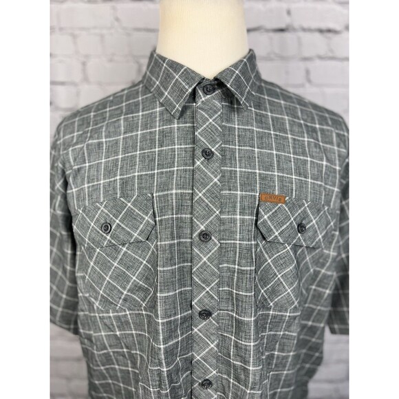 Orvis Tech Shirt Men XL Shirt Sleeve Gray, White 100%Polyester Double Pockets - Picture 1 of 6